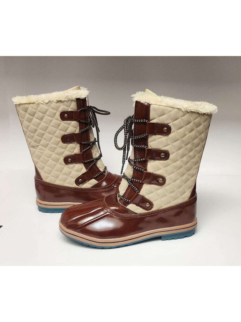 Cushion Walk By Avon Brown/Beige Quilted Winter Snow Boots Size US 7